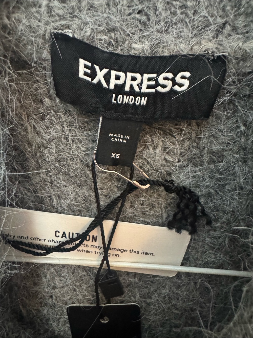 NWT Express London Gray Fuzzy Half Zip Sweater XS | Cozy Mock Neck Pullover -F - Picture 3 of 5